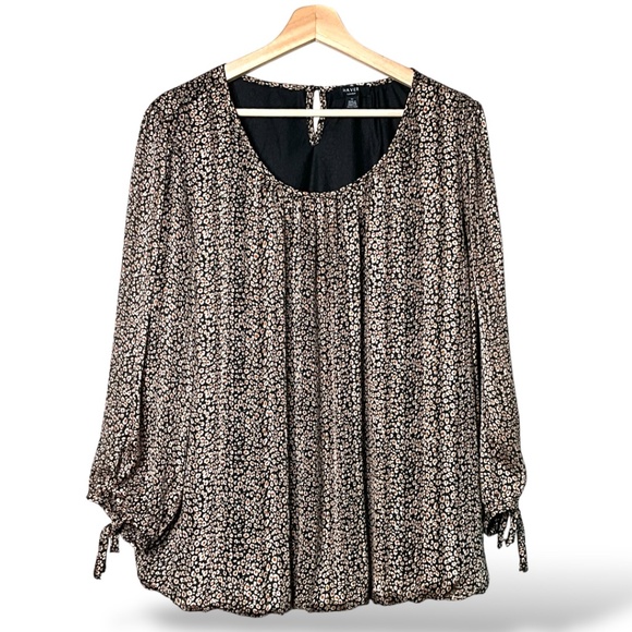 HAVER LONDON Easy Care Poly Bubble Hem Top Bubble Sleeves Fully Lined US Sz 1X - Picture 1 of 10